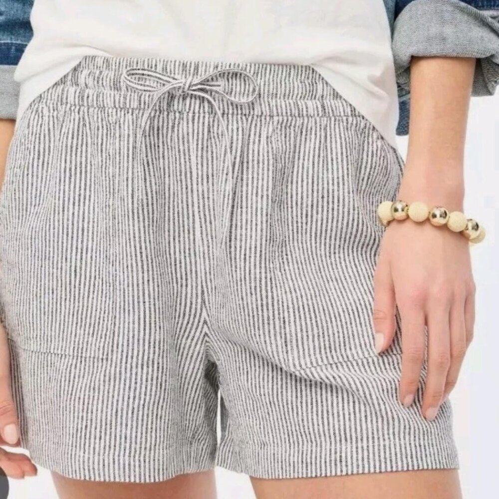J Crew Factory Striped Striped Linen Blend Shorts